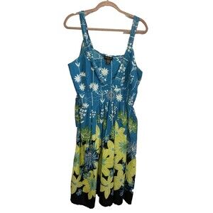 #8132 VTG LOLA P BLUE COTTAGE CORE  GYPSY SUMMER DRESS COTTON SIZE 1X